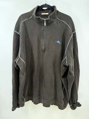 Tommy Bahama Men's Half Zip Pullover Sweater Black, Size M